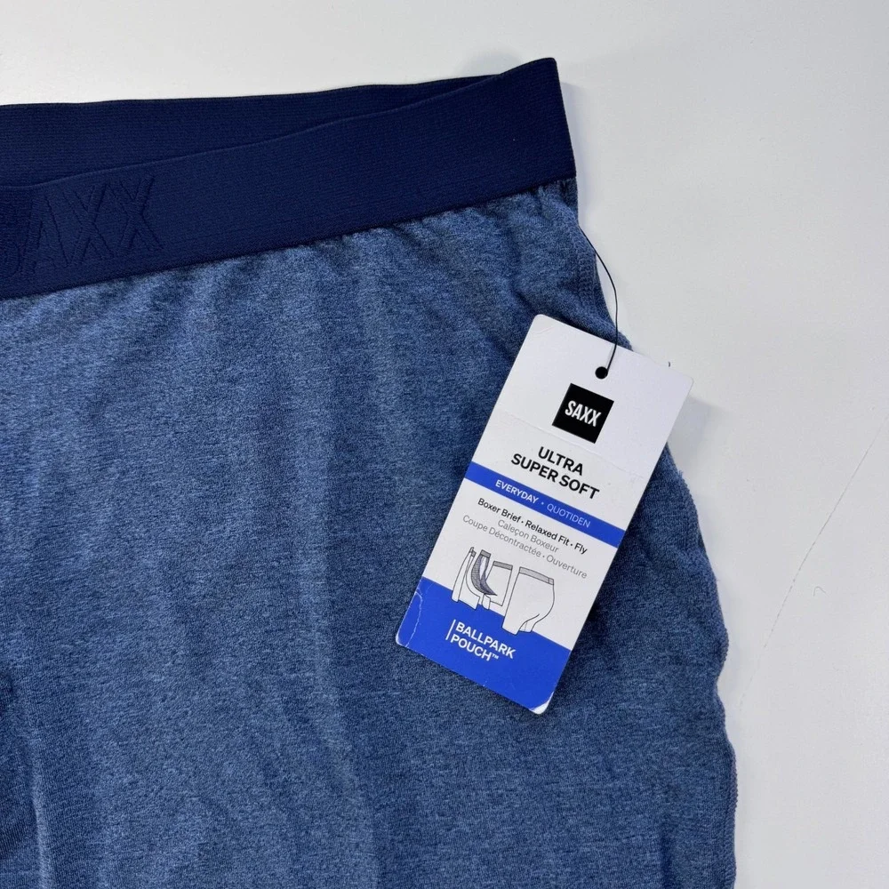 SAXX Boxer Briefs Blue Ballpark Pouch Mens 3XL Ultra Super Soft BB Fly NWT